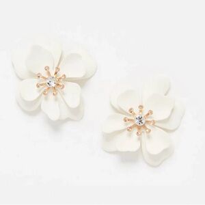 Shashi Bloom Stud Earrings White and Gold